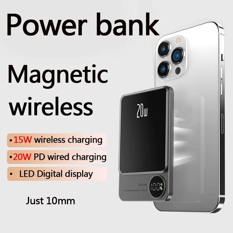 10000mAh Alloy Macsafe Powerbank Magnetic Power Bank Wireless Fast Charger For iPhone 15 14 13 12 11 Backup battery For Magsafe - Global Vendor - 10000mAh Alloy Macsafe Powerbank Magnetic Power Bank Wireless Fast Charger For iPhone 15 14 13 12 11 Backup battery For Magsafe - 