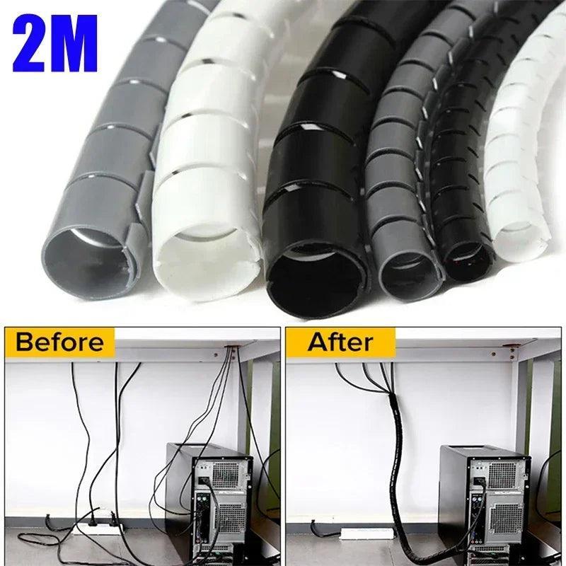 2M Flexible Spiral Cable Protector & Organizer for Computer & TV Cords - cable management tube - Global Vendor - 2M Flexible Spiral Cable Protector & Organizer for Computer & TV Cords - Global Vendor - 