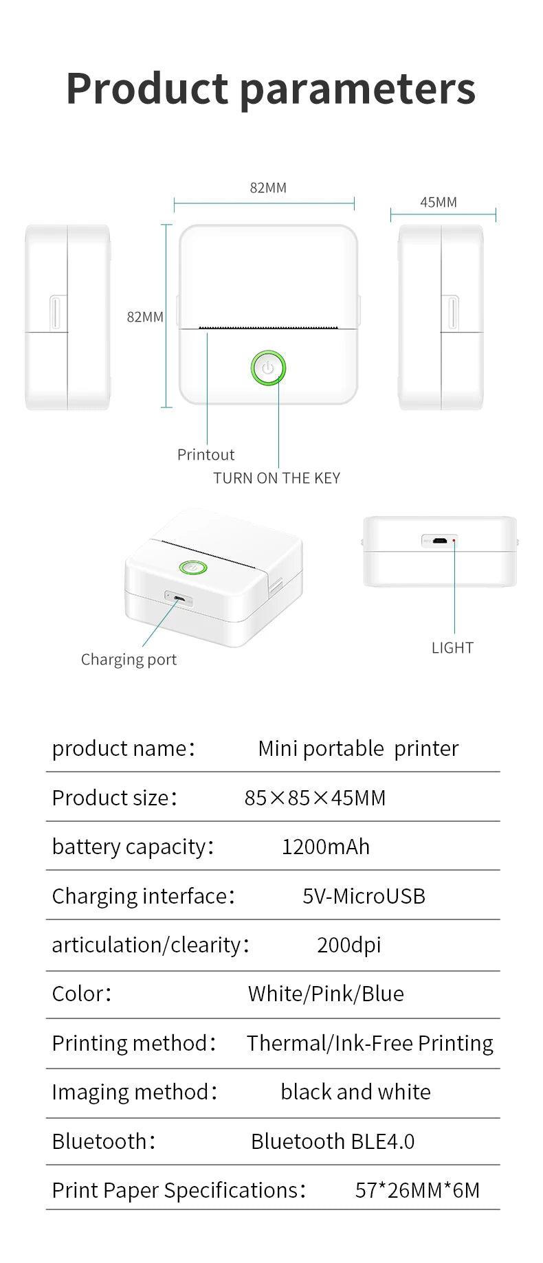 HD Mini Portable Bluetooth Thermal Printer: Cute Cat Design for iOS & Android - Portable Bluetooth Printer - Global Vendor - HD Mini Portable Bluetooth Thermal Printer: Cute Cat Design for iOS & Android - Global Vendor - 