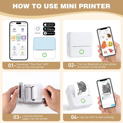 HD Mini Portable Bluetooth Thermal Printer: Cute Cat Design for iOS & Android - Portable Bluetooth Printer - Global Vendor - HD Mini Portable Bluetooth Thermal Printer: Cute Cat Design for iOS & Android - Global Vendor - 