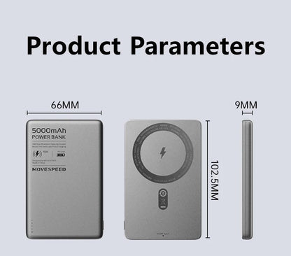 MOVESPEED S05 Magnetic Power Bank 5000mAh 20WPD Wireless Powerbank Slim Portable Battery Charger for iPhone 16 15 Samsung 24 23 - Global Vendor - MOVESPEED S05 Magnetic Power Bank 5000mAh 20WPD Wireless Powerbank Slim Portable Battery Charger for iPhone 16 15 Samsung 24 23 - 