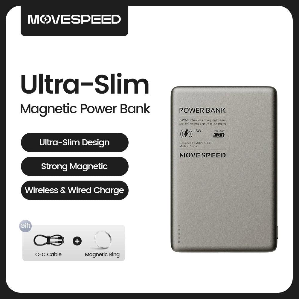 MOVESPEED S05 Magnetic Power Bank 5000mAh 20WPD Wireless Powerbank Slim Portable Battery Charger for iPhone 16 15 Samsung 24 23 - Global Vendor - 50602266755390|50602266788158|50602267377982|50602267410750|50602267443518|50602267476286 - 