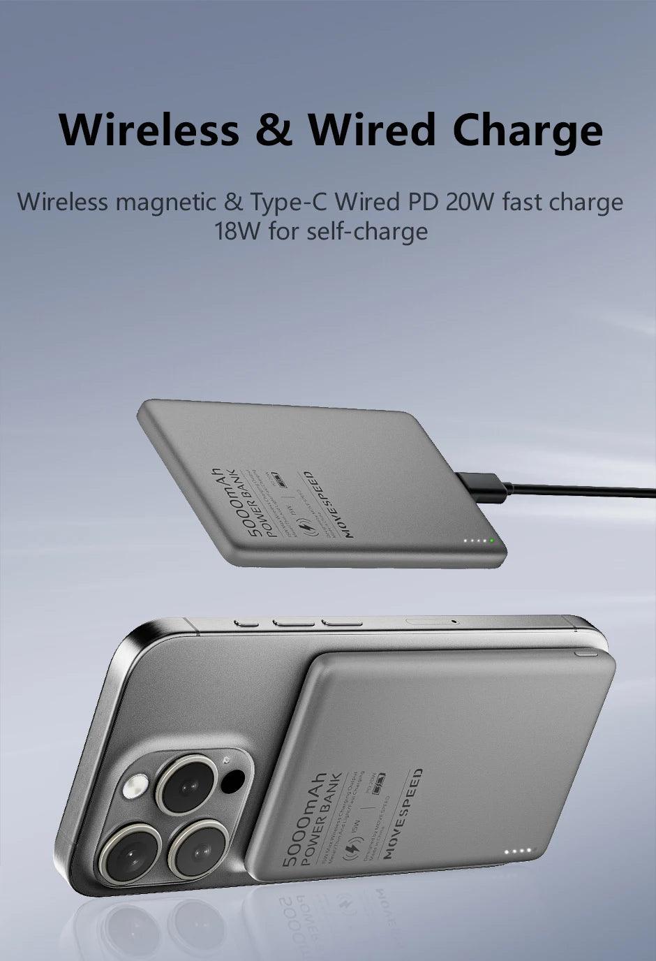 MOVESPEED S05 Magnetic Power Bank 5000mAh 20WPD Wireless Powerbank Slim Portable Battery Charger for iPhone 16 15 Samsung 24 23 - Global Vendor - MOVESPEED S05 Magnetic Power Bank 5000mAh 20WPD Wireless Powerbank Slim Portable Battery Charger for iPhone 16 15 Samsung 24 23 - 