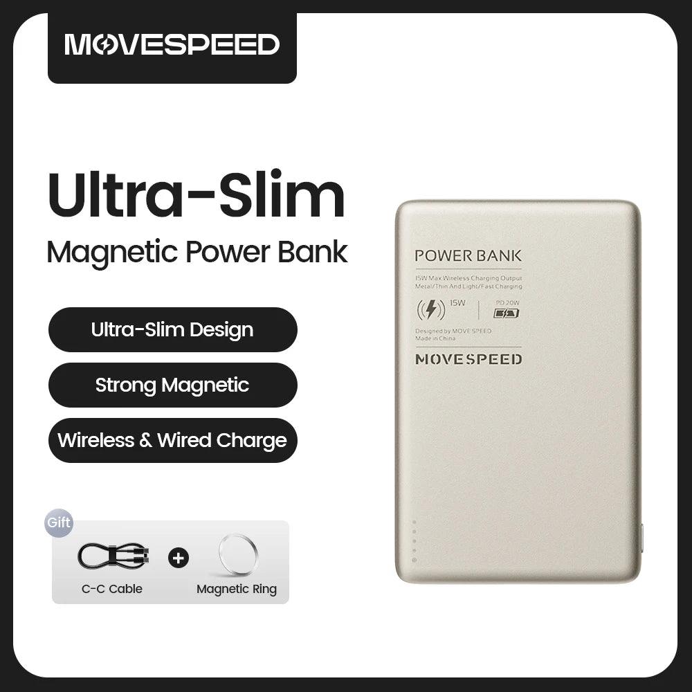 MOVESPEED S05 Magnetic Power Bank 5000mAh 20WPD Wireless Powerbank Slim Portable Battery Charger for iPhone 16 15 Samsung 24 23 - Global Vendor - 50602266624318|50602266657086|50602266689854|50602266722622|50602266820926|50602266886462 - 