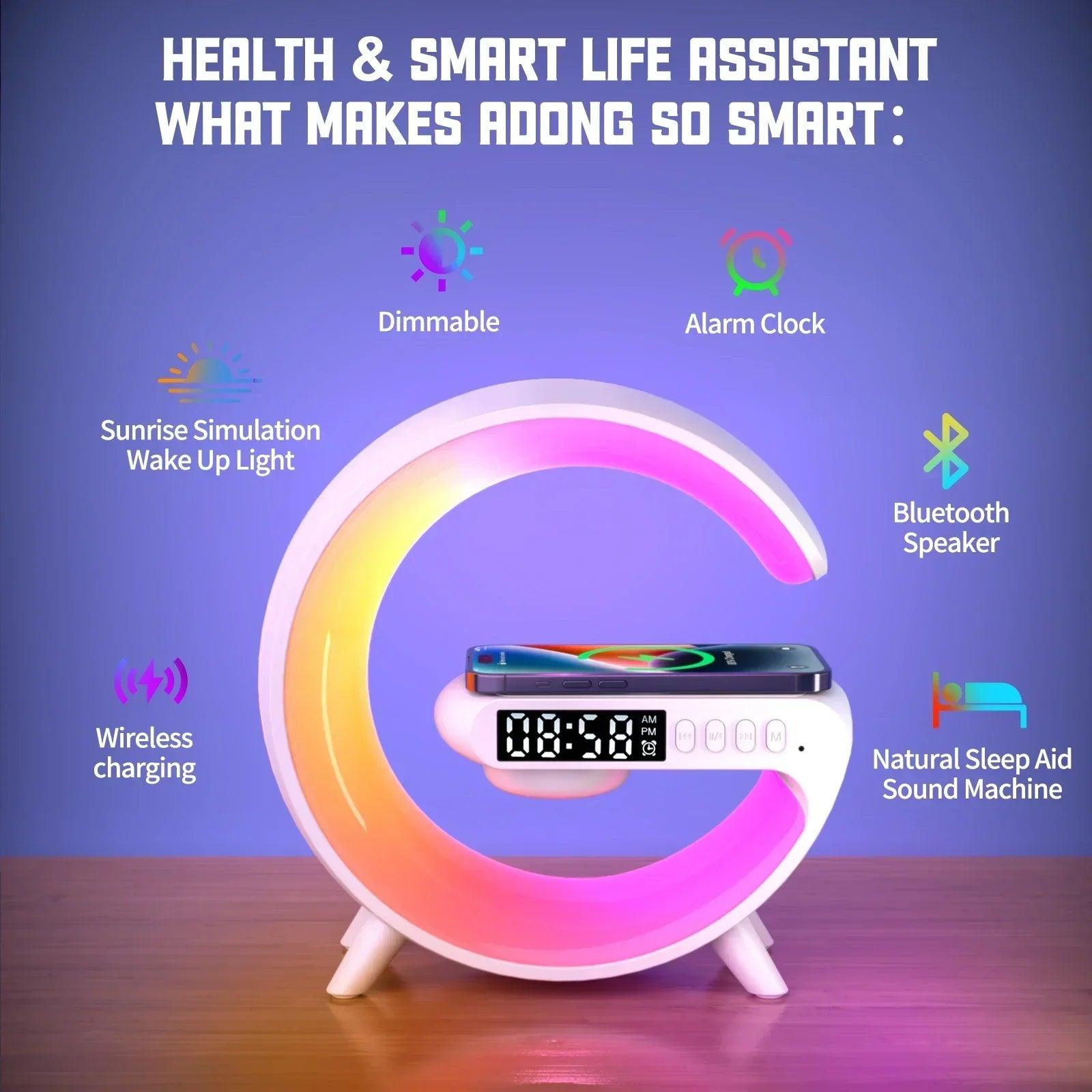 Multifunction Wireless Charger Stand Pad RGB Light Alarm Clock Speaker For iPhone Samsung Xiaomi Mini Fast Charging Dock Station - Global Vendor - Multifunction Wireless Charger Stand Pad RGB Light Alarm Clock Speaker For iPhone Samsung Xiaomi Mini Fast Charging Dock Station - 