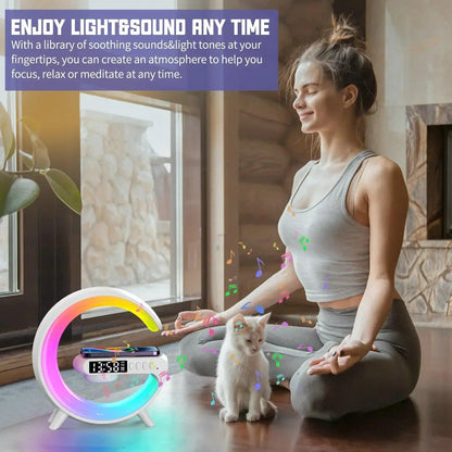 Multifunction Wireless Charger Stand Pad RGB Light Alarm Clock Speaker For iPhone Samsung Xiaomi Mini Fast Charging Dock Station - Global Vendor - Multifunction Wireless Charger Stand Pad RGB Light Alarm Clock Speaker For iPhone Samsung Xiaomi Mini Fast Charging Dock Station - 