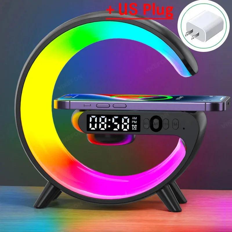 Multifunction Wireless Charger Stand Pad RGB Light Alarm Clock Speaker For iPhone Samsung Xiaomi Mini Fast Charging Dock Station - Global Vendor - 50602268295486 - 