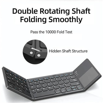 Portable Mini Folding Bluetooth Keyboard with Touchpad for Universal Use - Foldable Wireless Keyboard - Global Vendor - Portable Mini Folding Bluetooth Keyboard with Touchpad for Universal Use - Global Vendor - 