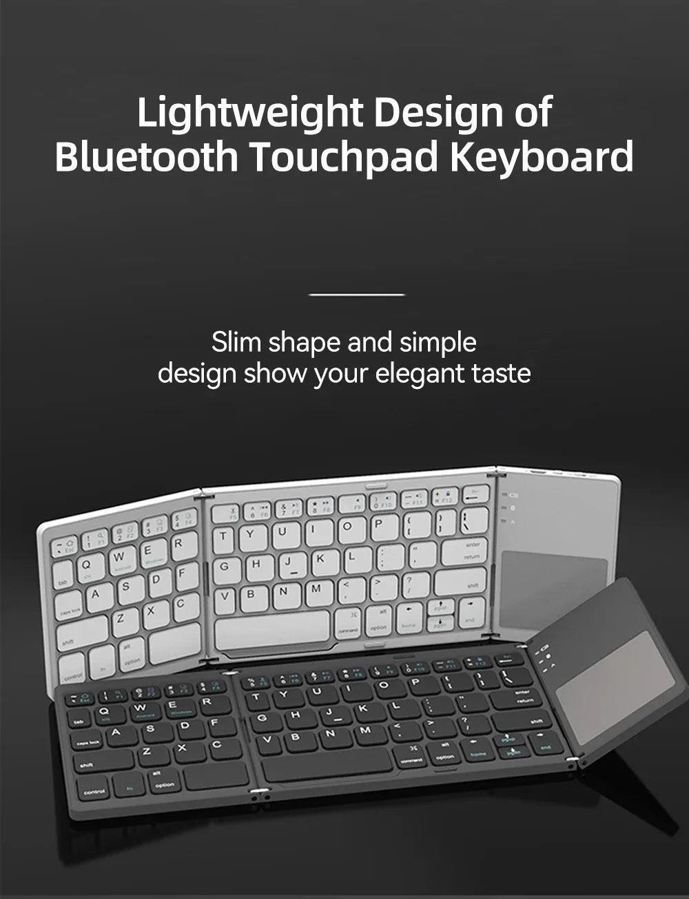 Portable Mini Folding Bluetooth Keyboard with Touchpad for Universal Use - Foldable Wireless Keyboard - Global Vendor - Portable Mini Folding Bluetooth Keyboard with Touchpad for Universal Use - Global Vendor - 