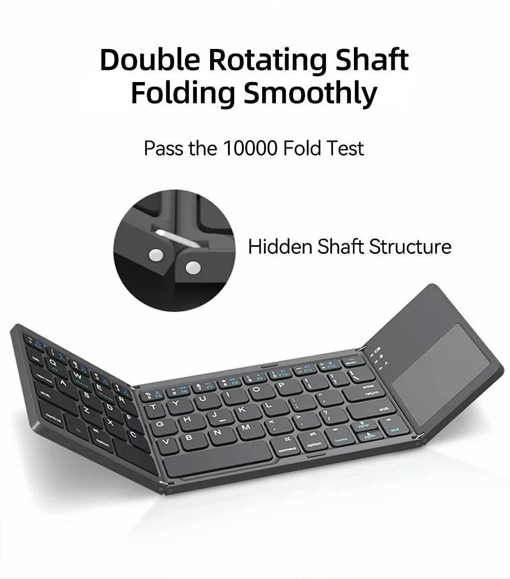 Portable Mini Folding Bluetooth Keyboard with Touchpad for Universal Use - Foldable Wireless Keyboard - Global Vendor - Portable Mini Folding Bluetooth Keyboard with Touchpad for Universal Use - Global Vendor - 