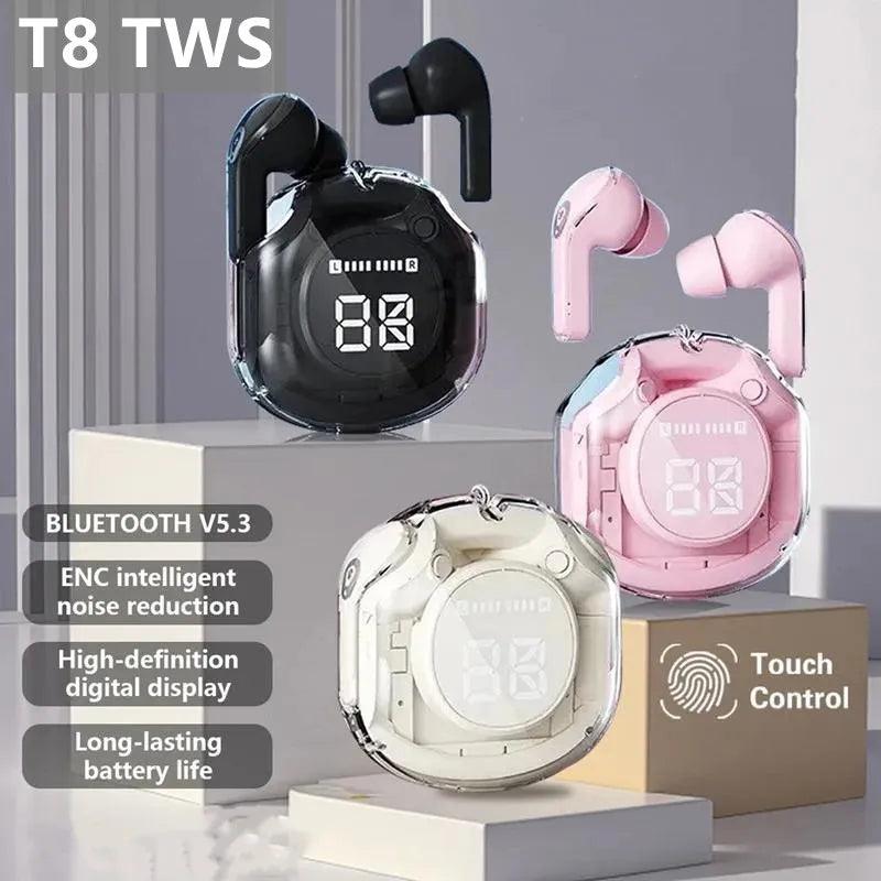 T8 PRO Tws Bluetooth Earbuds Transparent with LED Digital Display Wireless In - Ear Earphone for Xiaomi Huawei iPhone Headphone - EarPods - Global Vendor - T8 PRO Tws Bluetooth Earbuds Transparent with LED Digital Display Wireless In - Ear Earphone for Xiaomi Huawei iPhone Headphone - 